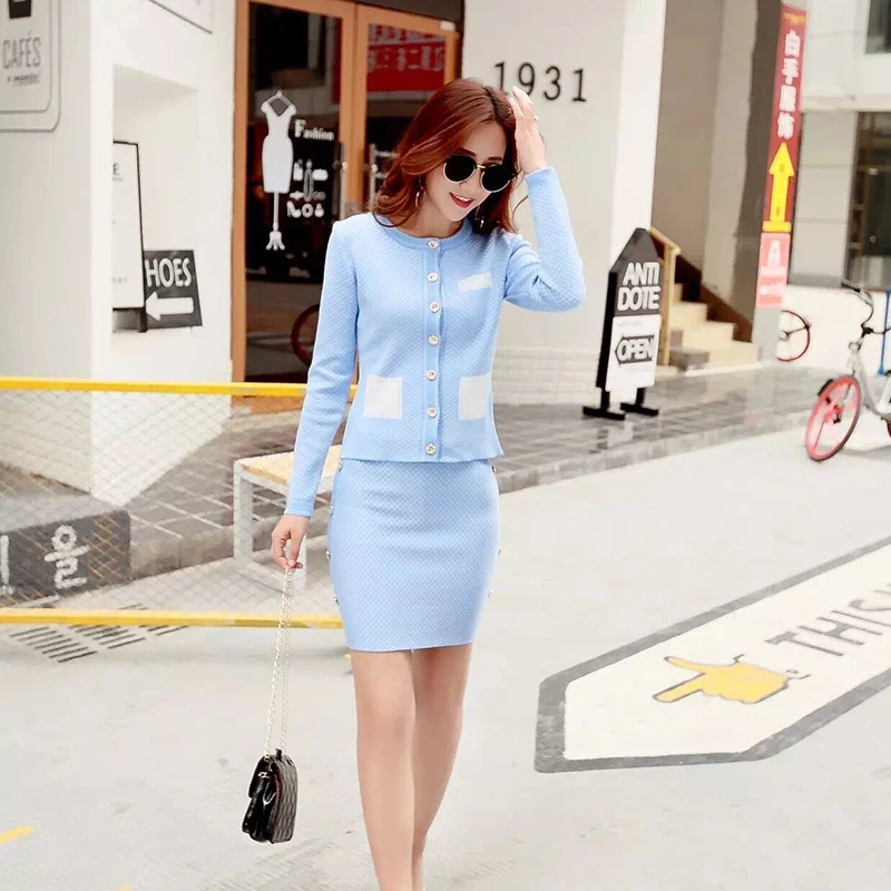 Изящный вязаный кардиган ALPHALMODA осенний комплект из 2 предметов: облегающая