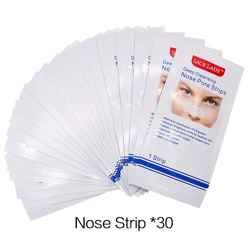03 Nose Strip x30 SACE LADY, средство для удаления черных точек, полоски для носа, глубокое очищение, носовые пятна, для лица, точечная наклейка, лист, маска для носа, Shill для акне, черная голова - Цвет: 03 Nose Strip x30