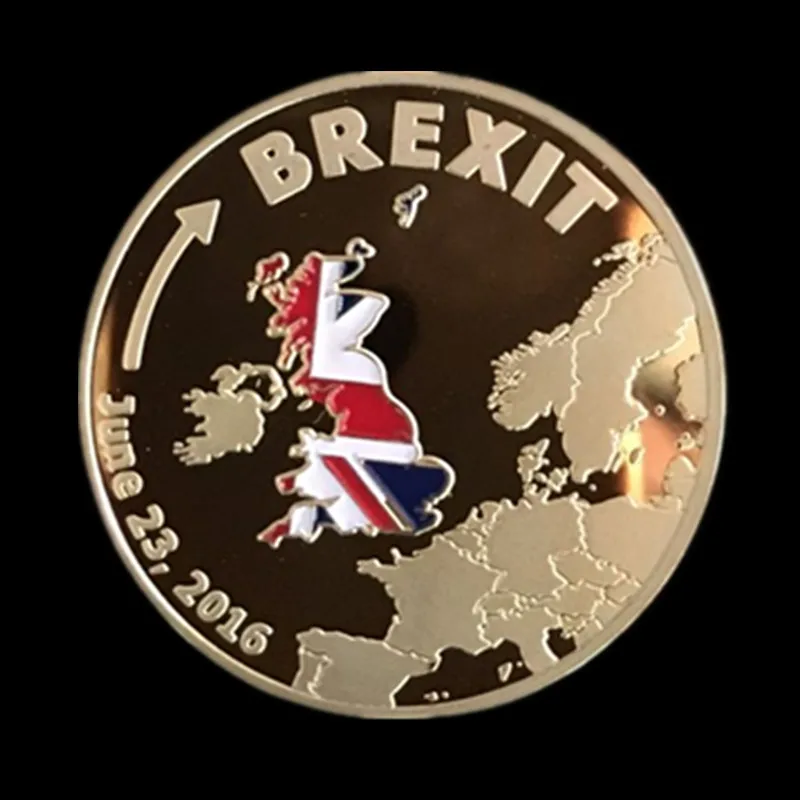 2 предмета 2016 Brexit значок Англия выйти из Европейского 24K настоящим золотом с
