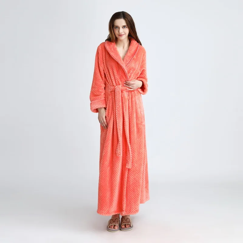 Women Men Winter Thick Warm Long Bathrobe Plus Size Coral Fleece Very Soft Nightgowns Bridesmaid Kimono Bath Robes Dressing Gown | Женская