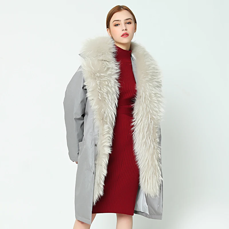 OFTBUY 2019 зимняя куртка женская длинная Парка черная верхняя одежда парки