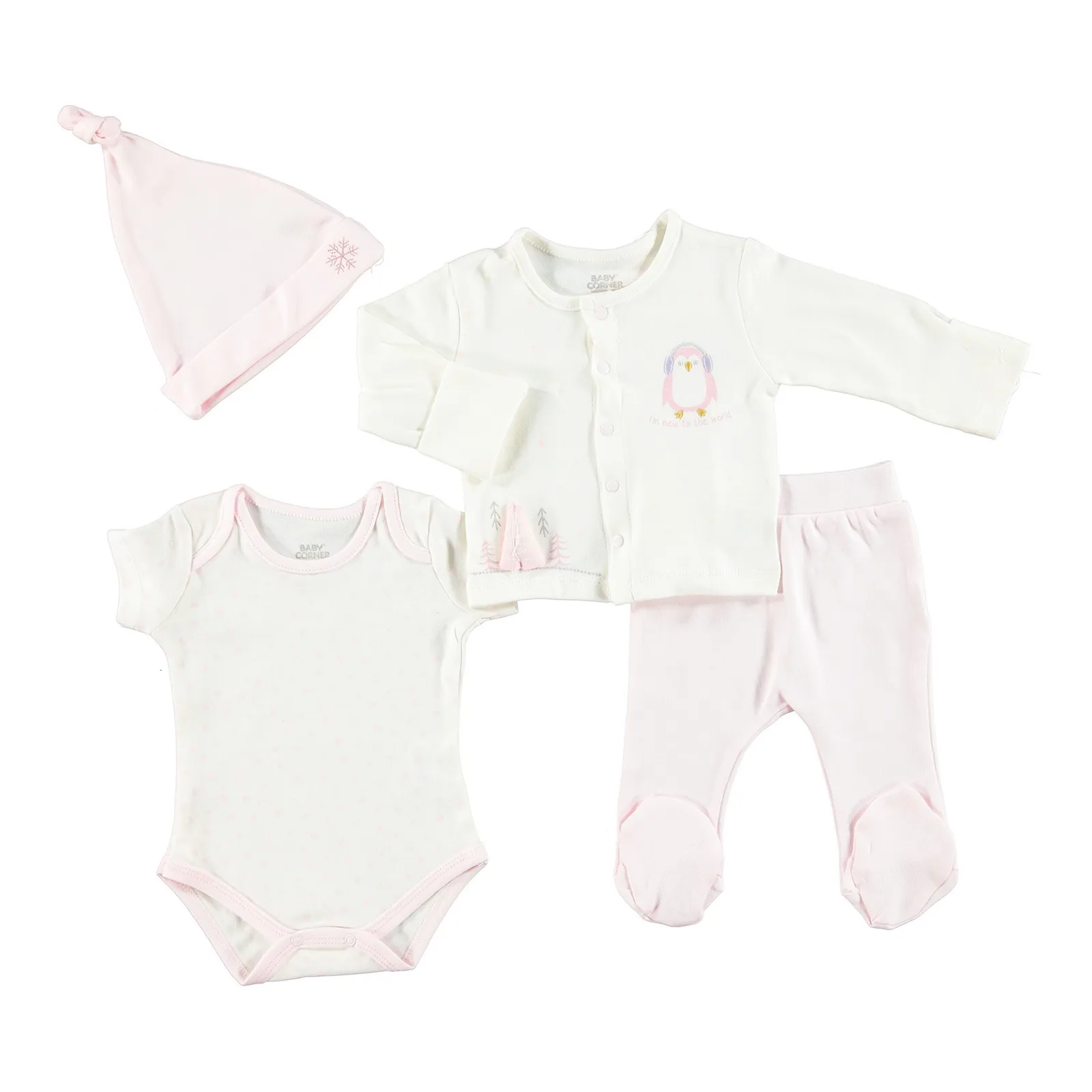 Ebebek Baby Corner Penguin детальные Детские кардиганские брюки боди шляпа набор| |
