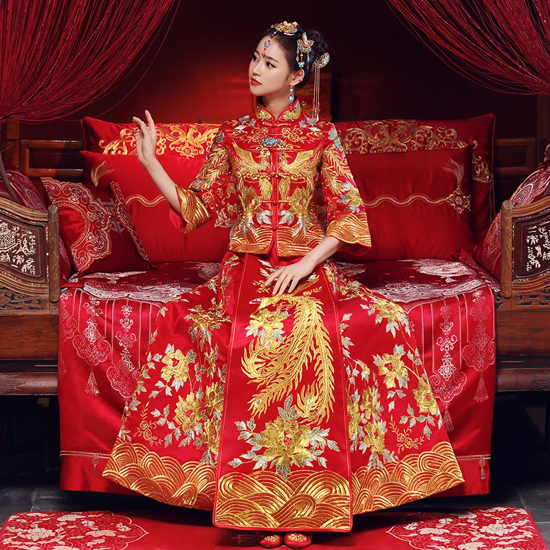 Невесты Cheongsam женские Винтажные ботинки в китайском стиле Стиль свадебное платье