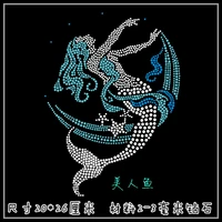 2pclot mermaid patches hot fix rhinestone transfer motifs iron on crystal transfers design appliques for shirt coat