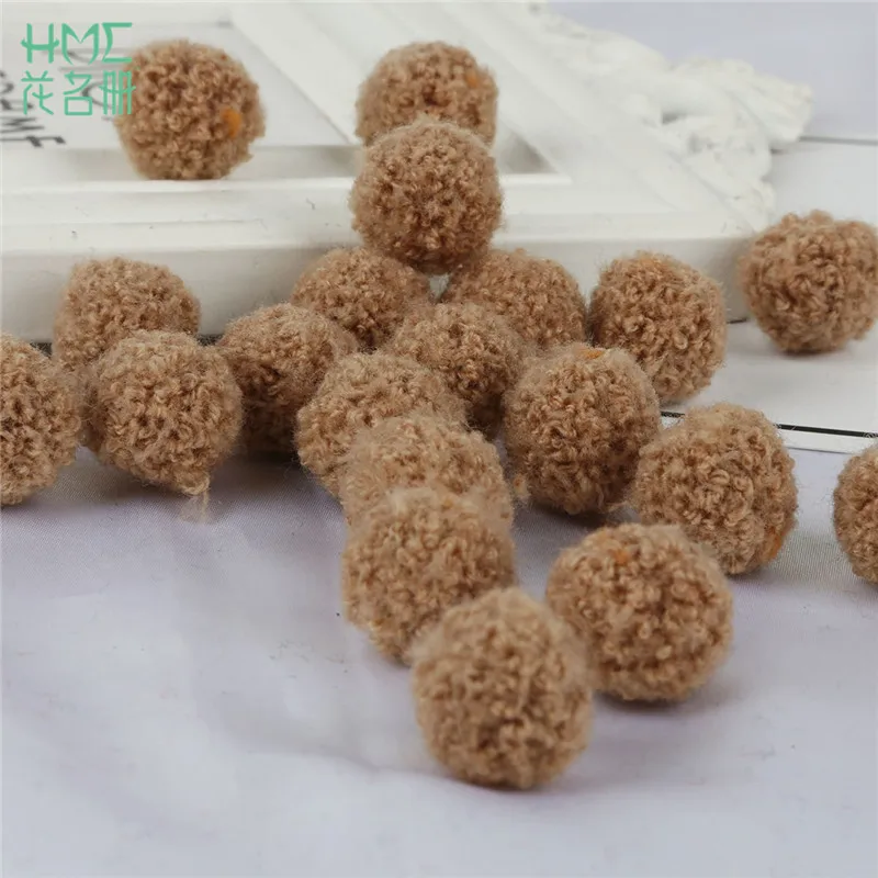 Light Brown Горячая Распродажа, 50 шт./лот, помпон, 15 мм, разноцветные мягкие помпоны, пушистые плюшевые поделки, сделай сам, меховой шар, домашний декор, швейные принадлежности, новое поступление - Цвет: Light Brown