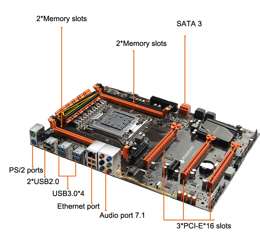 Материнская плата HUANAN deluxe X79 LGA2011 ЦП ОЗУ в комплекте с кулером Xeon E5 2650 C2 32 Гб (2*16 Гб)