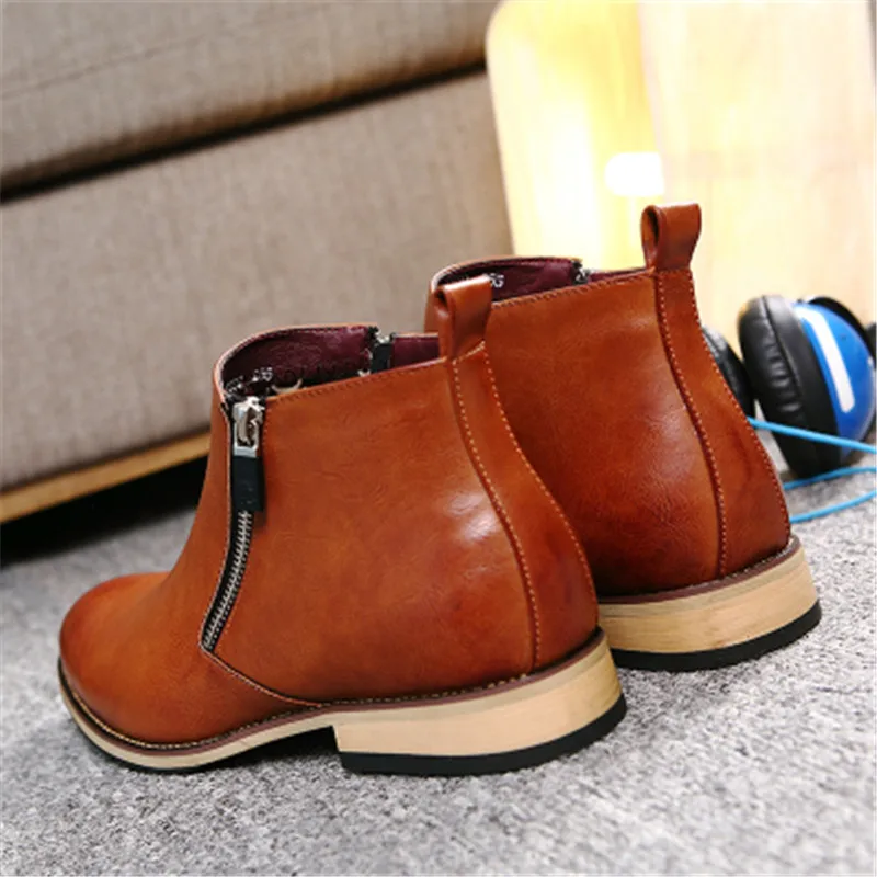 

NEW Men Chelsea Boots Fashion Zip Ankle Boots Leather Comfortable Casual Shoes Men Waterproof Man Boots Botas De Invierno
