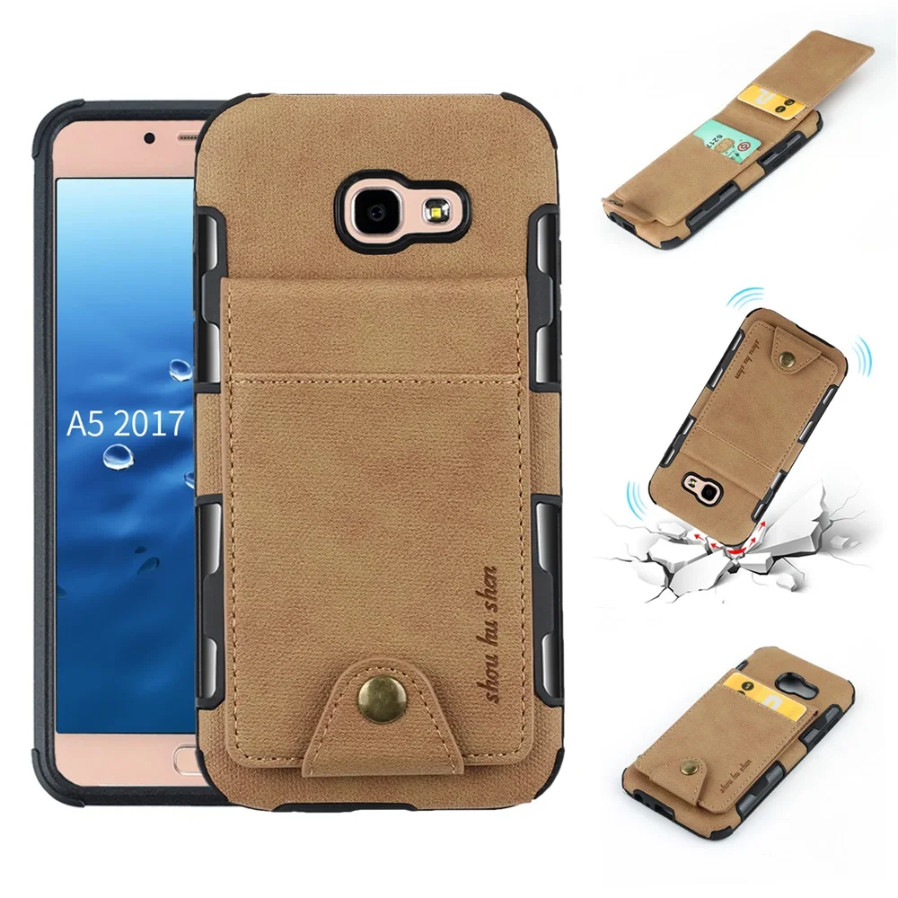 Ударопрочный чехол для телефона с карманами для карт для samsung Galaxy A3 A5 A7 J5 J7 Max Neo Pro J2 Prime, двойной чехол - Цвет: Gld