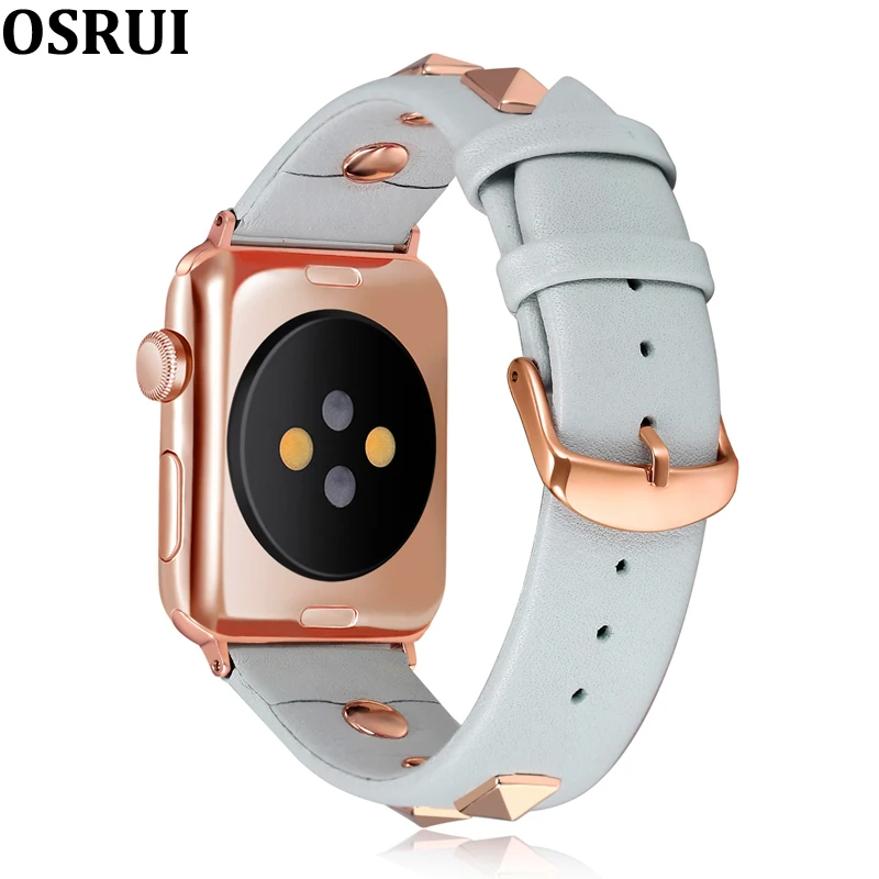 Кожаный ремешок для apple watch band 4 correa 44 мм 40 мм iwatch 38 мм 42 мм серия 4 3 2 браслет с заклепками аксессуары для apple watch