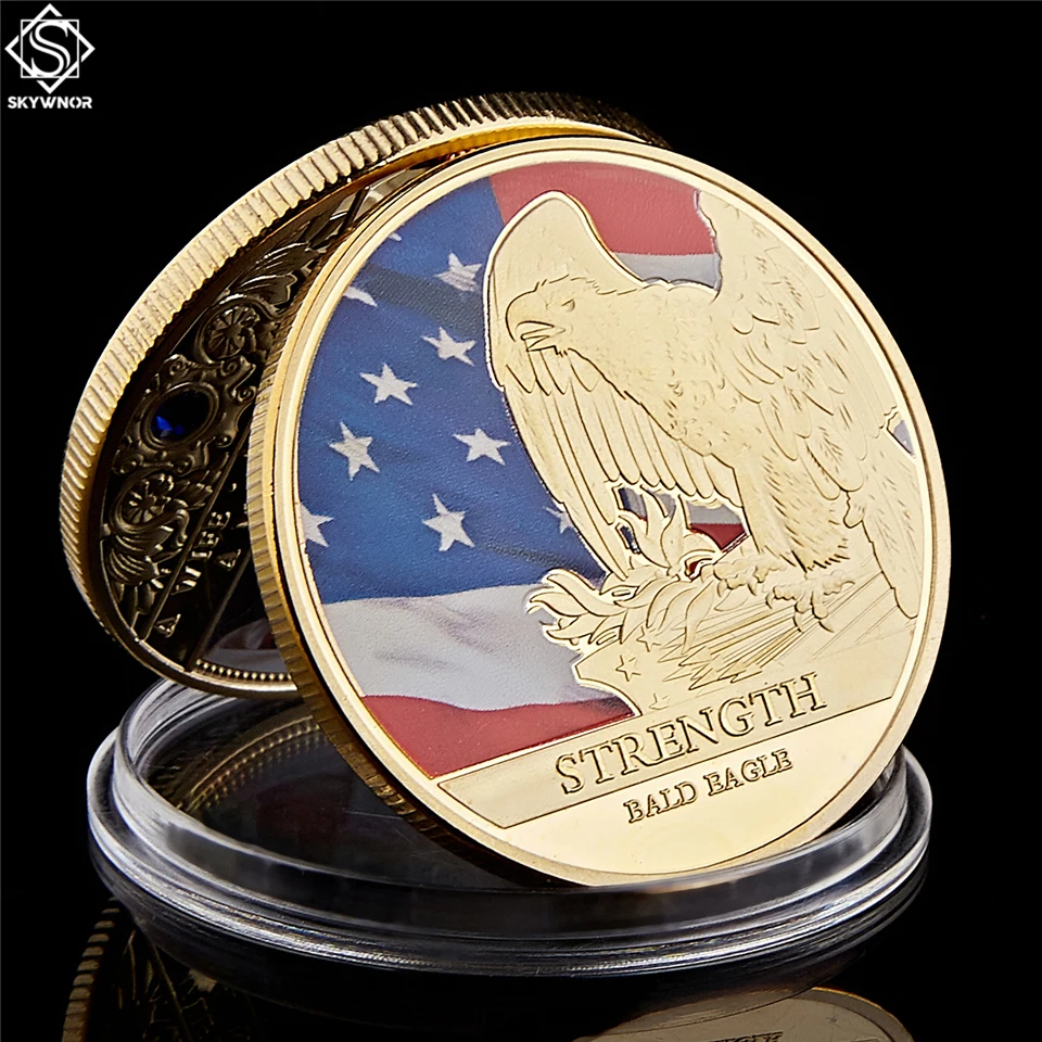 

Gold American Bald Eagle Strength USA Statue of Liberty Freedom Commemorative Coins Collection