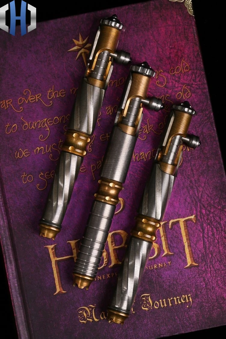 Спиральная тактическая ручка, титановый сплав, латунь, разложение, портативное письмо, Самозащита, разбитое окно, многофункциональный болт, EDC