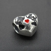 heart shaped 925 silver jewelry beaded glue cartoon characters suitable for children to wear
