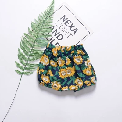 sunflower Детские большие шорты, шорты для маленьких девочек, хлопковые льняные штанишки для малышей с цветочным рисунком, штаны для девочек, одежда для маленьких девочек - Цвет: sunflower