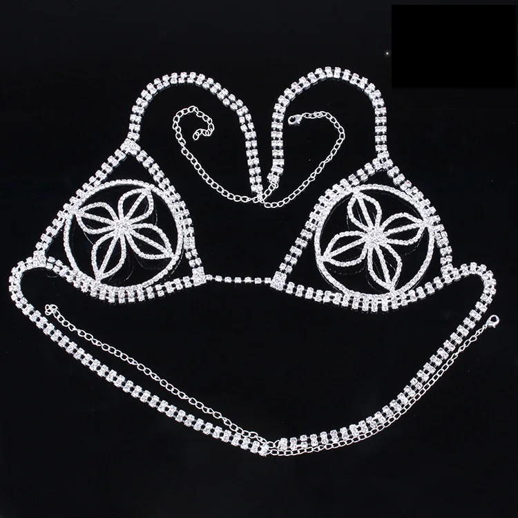 Fashion Charming Crystal Women Sexy Bikini body chain Trendy bikini beach chains Piercing bra Body Jewelry Belly |