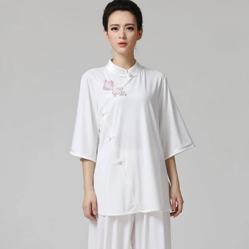 

Woman Oblique lapel Short Sleeves Tai Chi Suit Kung Fu Performance Clothing Wushu Clothing Martial Art Uniforms