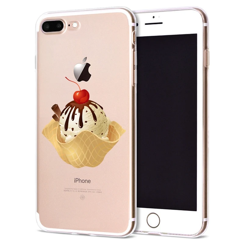 Чехол для Apple iPhone 6 6S 7 Plus X 10 мягкий чехол из ТПУ с милым мороженым Оригинальный 8 B316