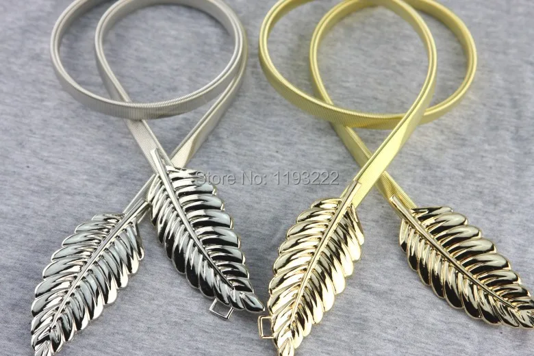 Стильный Модный женский трендовый ремень с золотыми металлическими листьями