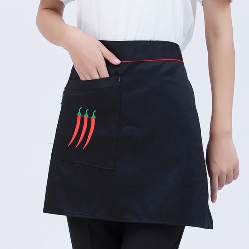 Style-9 Поясные полукороткие фартуки для ресторана официантка гостиницы официанты рабочие фартуки с карманом черные белые кухонные аксессуары для приготовления пищи - Цвет: Style-9
