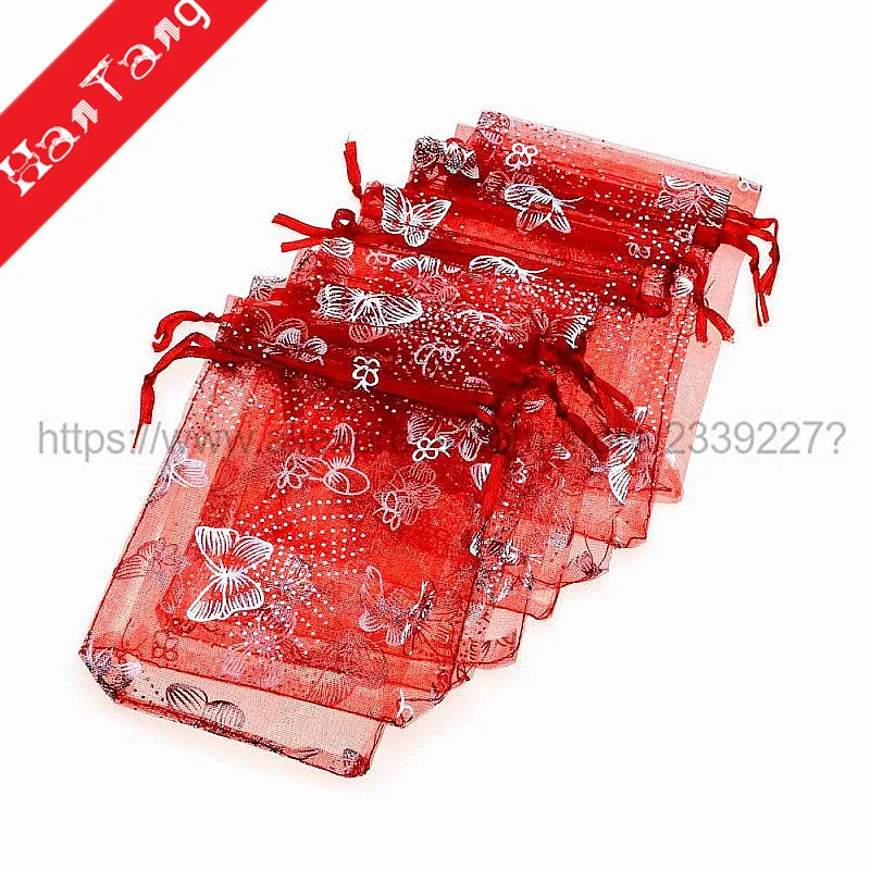 50pcs Bronzing 7x9 9x12 11x16CM Organza Gift Bag Jewelry Packaging Bags Wedding Party Decoration Drawable Sachet Pouches 5Z | Дом и сад