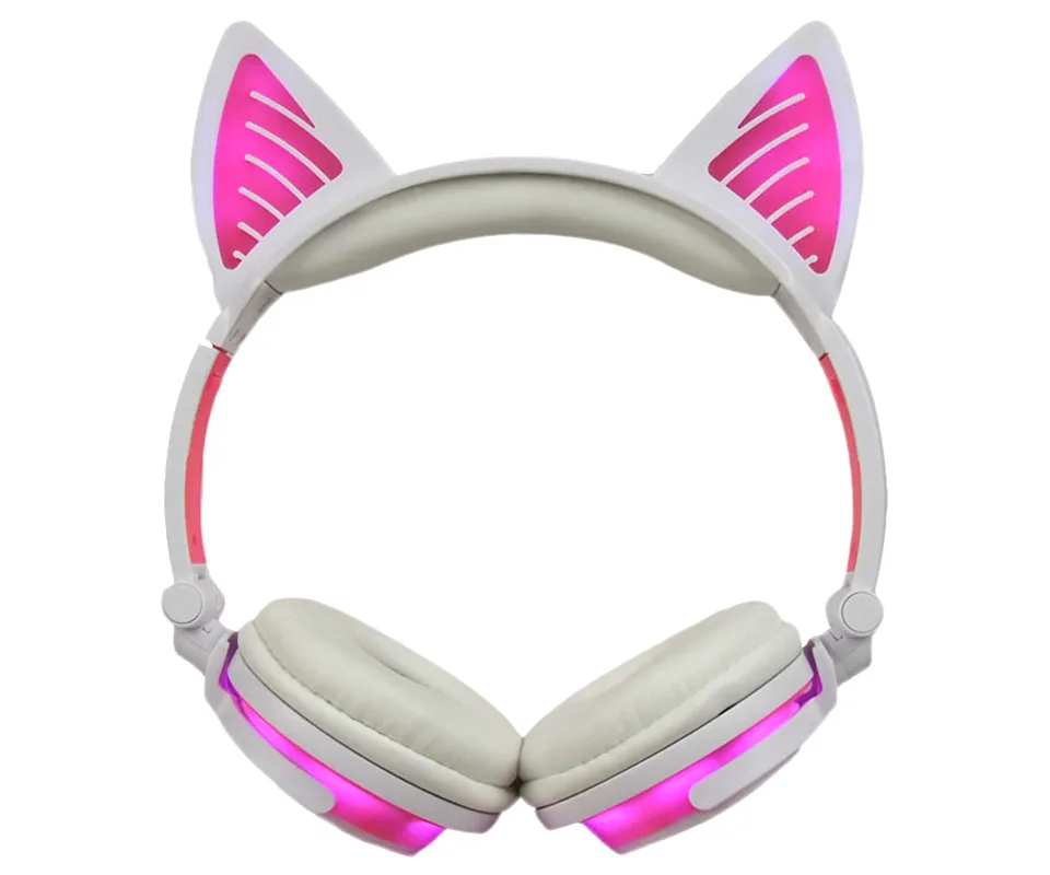 Bluetooth Pink Holyhah подарок на день рождения беспроводные Bluetooth наушники складные мигающие кошачьи ушки детские наушники игровая гарнитура с светодиодный светильник - Цвет: Bluetooth Pink