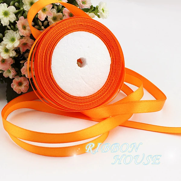 (25 yards/roll) 3/8&quot (10mm) Orange Red Single Face Satin Ribbon Webbing Decoration Gift Christmas Ribbons | Дом и сад