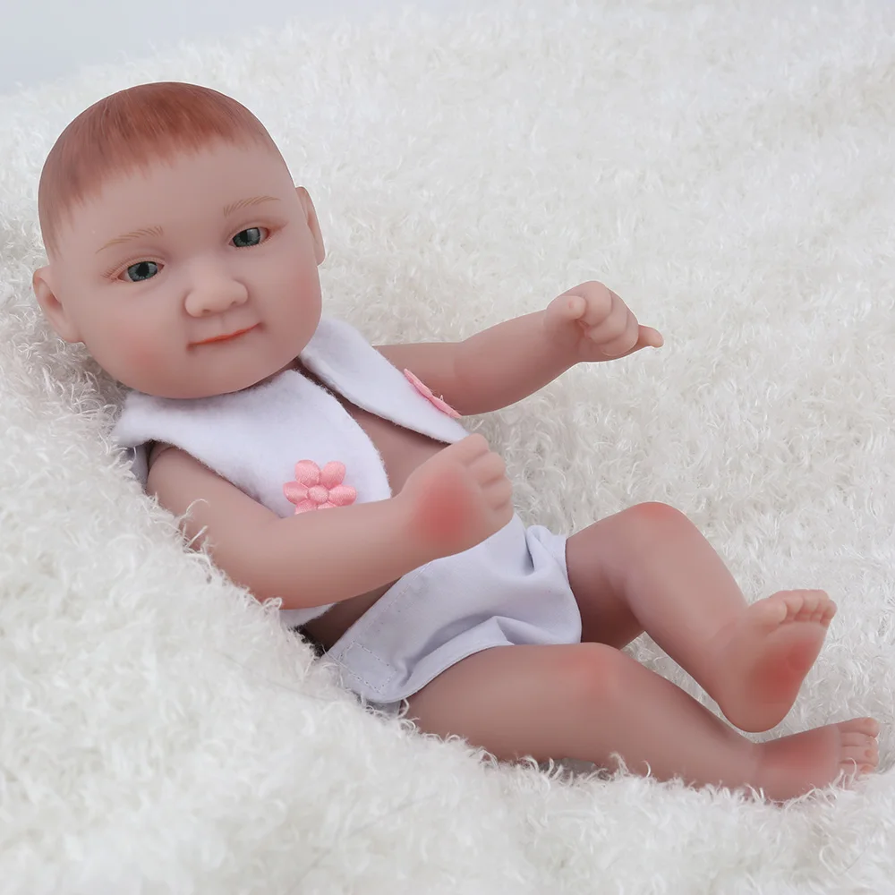 10 inch Mini Reborn Baby Doll Toys Kids Full Vinyl Bath Play Christmas Gift Promotion Lifelike Collection Girls NPKDOLL | Игрушки и
