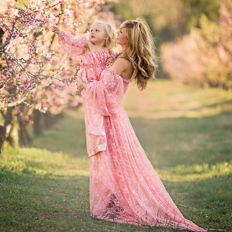 Sexy Maternity Dresses For Photo Shoot Lace Long Maternity Photography Props Pregnancy Dress Pregnant Women Maxi Gown Clothes