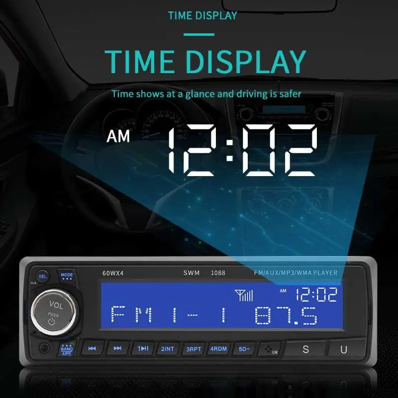 SWM 1088, Автомобильный MP3-плеер, fm-радио, BT AUX, дистанционное управление, Авторадио, Авторадио, мультимедийный плеер, аудио, стерео, MP5, Bluetooth, USB