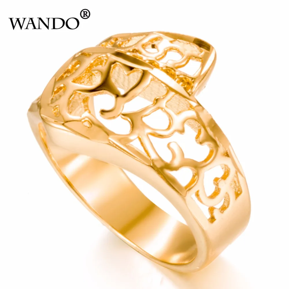 Кольцо wando из Дубая золотого 24 к цвета мужское и женское кольцо на палец