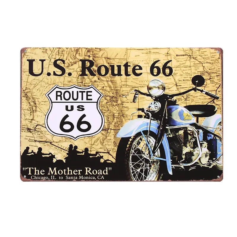 

Retro Plaque US Route 66 Motorcycle metal Tin Signs Wall Poster Home Decor Pictures Plate Bar Club Wall Decoration Painting