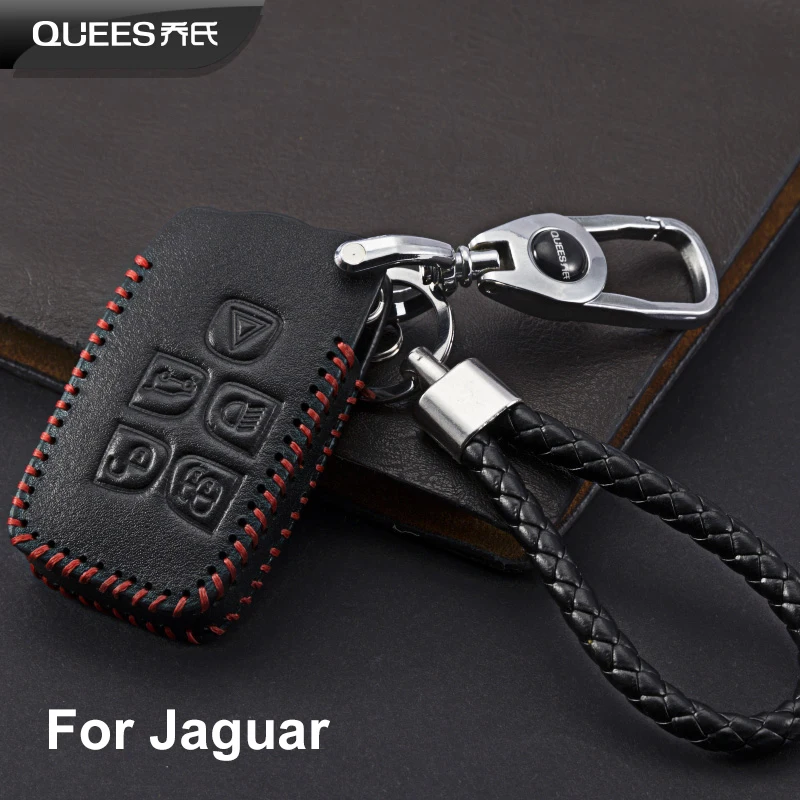 QUEES Remote Key Fob Case for Jaguar XE XF XFR XJ F-Type F-Pace Genuine Leather | Автомобили и мотоциклы