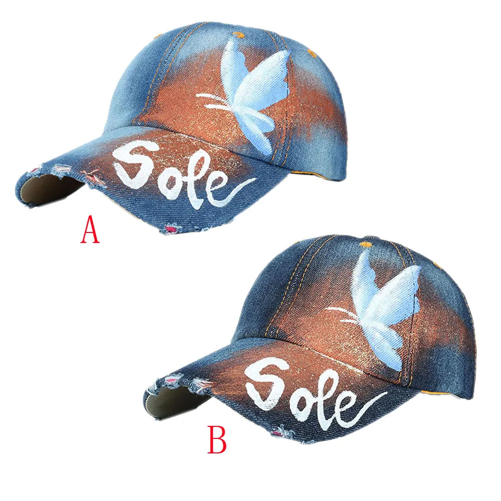 Женская и мужская бейсбольная кепка со стразами в стиле хип хоп с бабочкой