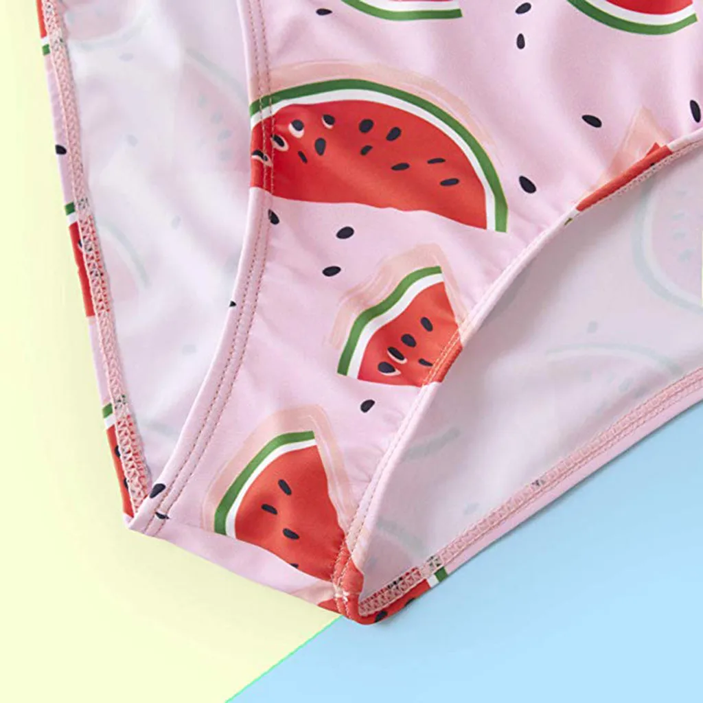 Семейный купальник бикини для девочек купальный костюм с арбузом детская одежда