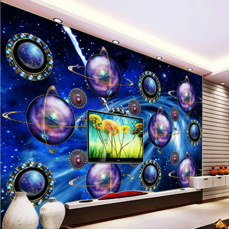 3D фото обои фантастическое небо космическая планета настенная Гостиная ТВ фон
