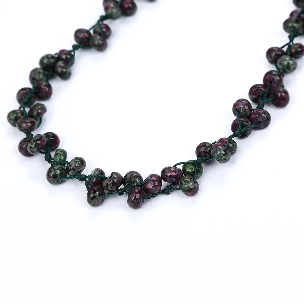 Yumten Epidote Тканое ожерелье из натурального камня Хрустальные Бусы модный бутик