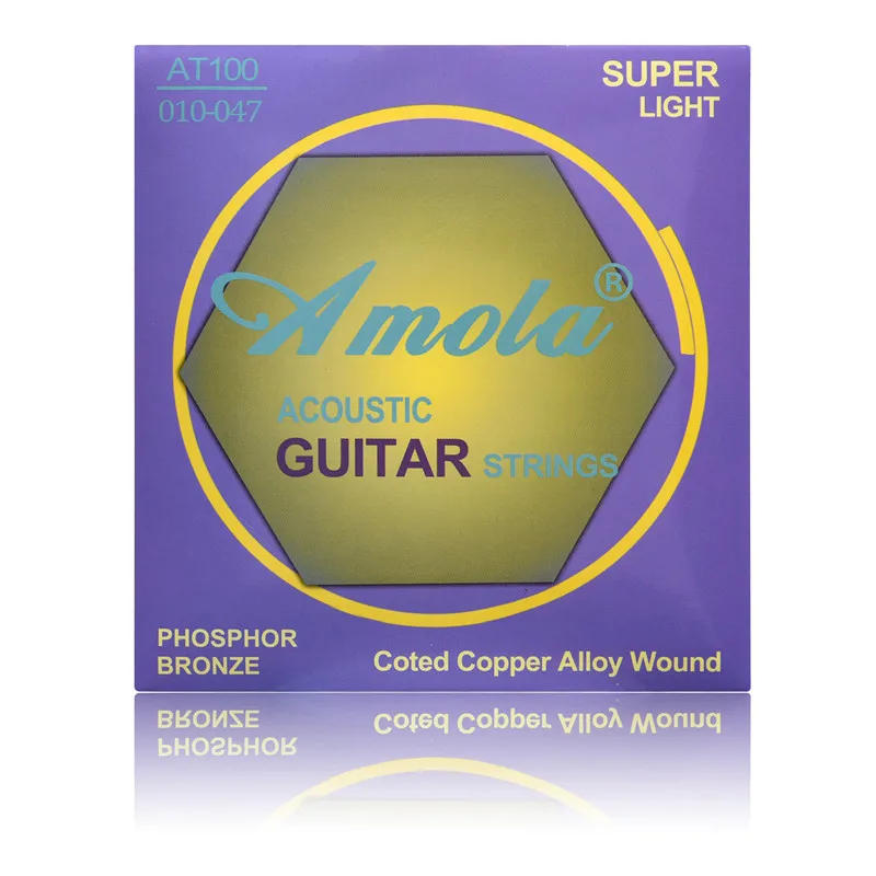 Amola 010-047 AT100 фосфористая бронзовые для акустической гитары аксессуары струны