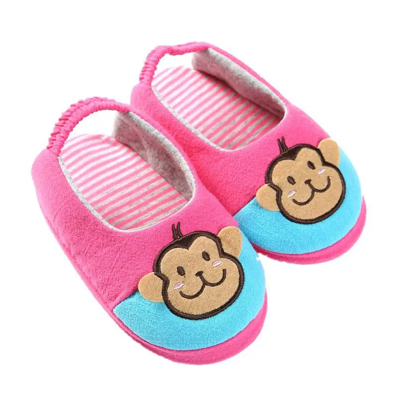 Pink monkey Kocotree/сезон весна-осень; Детская домашняя обувь с животными; хлопковые тапочки для мальчиков и девочек; удобная домашняя обувь - Цвет: Pink monkey
