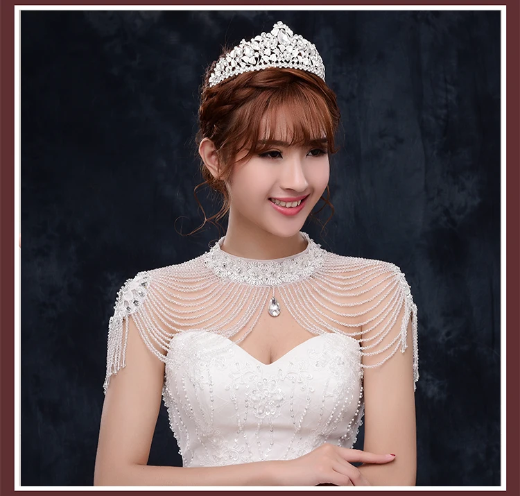 

Chic White/Red Wedding Bolero Beaded Luxury Crystals Wedding Wrap Wedding Accessories Bling Evening Dress Bolero Bridal Shawl