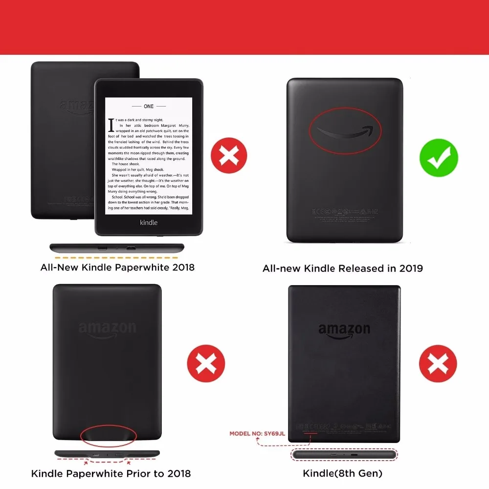 Чехол из искусственной кожи для Kindle 2019 смарт чехол с автоматическим переходом в