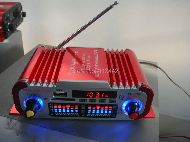 Kentiger HY601 2 Каналы автомобиля Усилитель MP3 FM/USB игрока 20 Вт + цифровой Дисплей