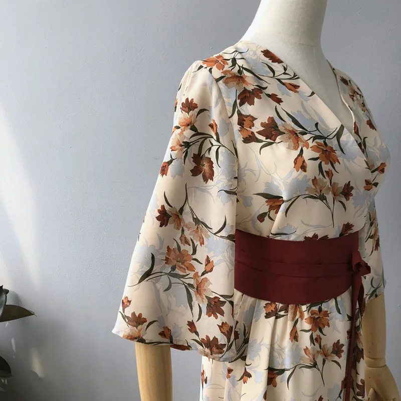 Женское шифоновое платье в японском стиле Повседневное трапециевидной формы с