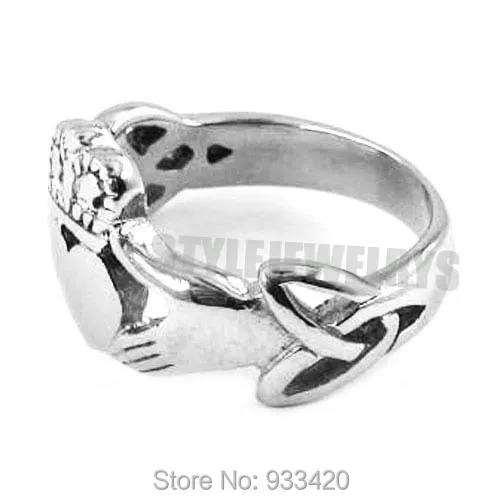Claddagh стиль руки чтобы держать сердце с короной кольцо из нержавеющей стали