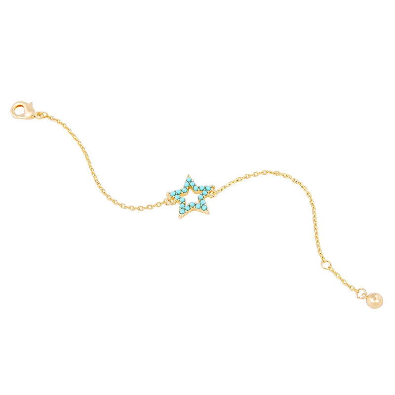 2 комплекта синий и прозрачный кристалл смолы пентаграмма золотые тонкие цепи браслеты для женщин простой