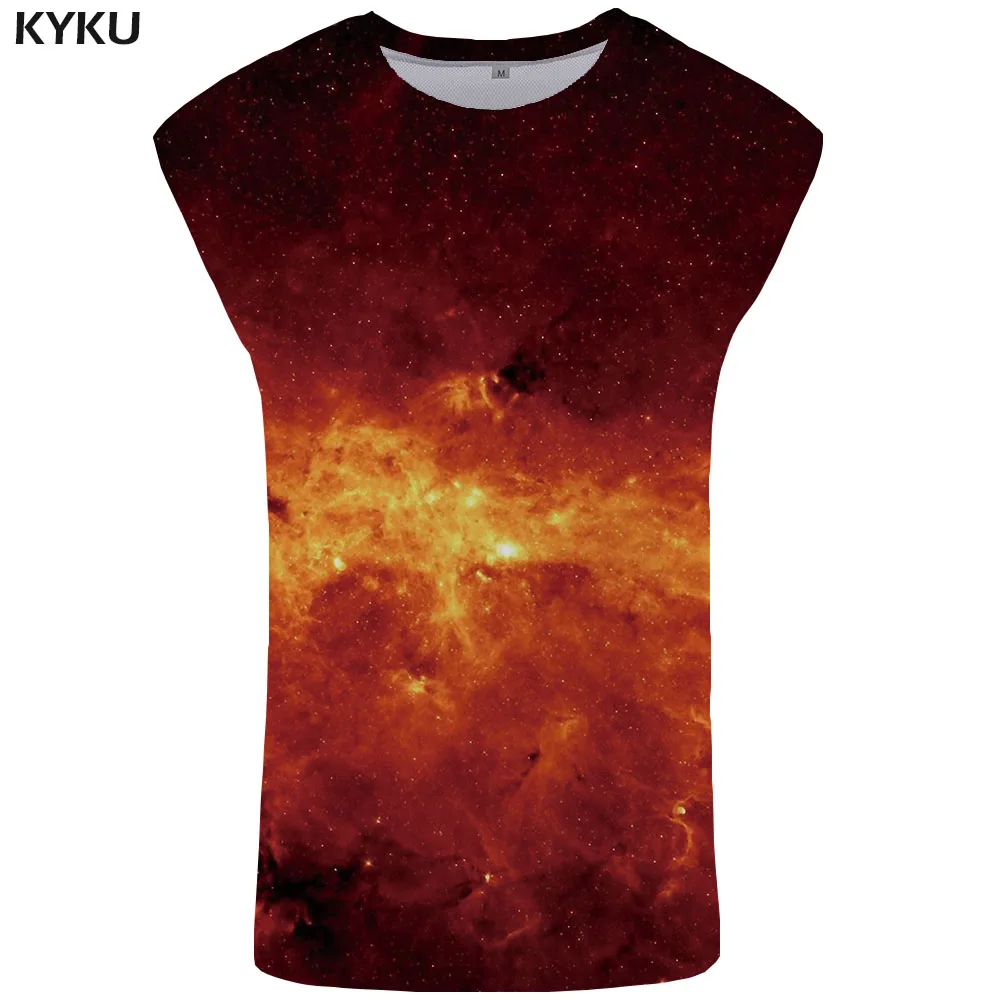 KYKU Galaxy Space Tank Топ для мужчин пламя Стрингер Харадзюку Singlet Готическая майка огонь s