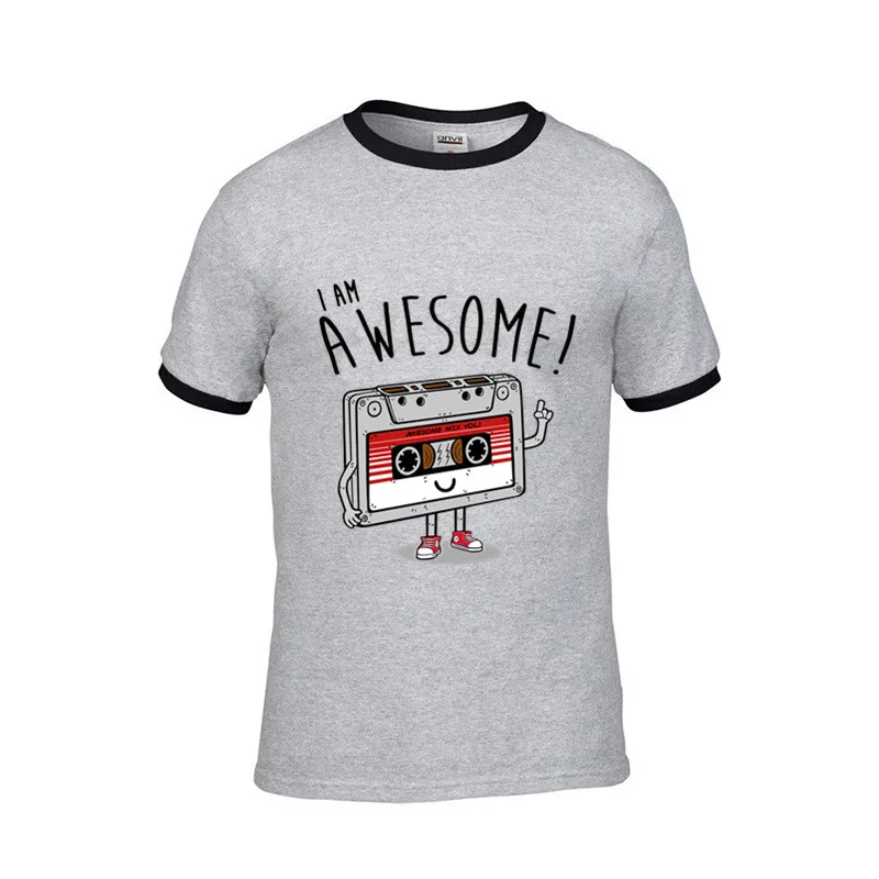 2018 Мода I am awesome cassette tape мужские забавные хлопковые футболки хип хоп Уличная harajuku