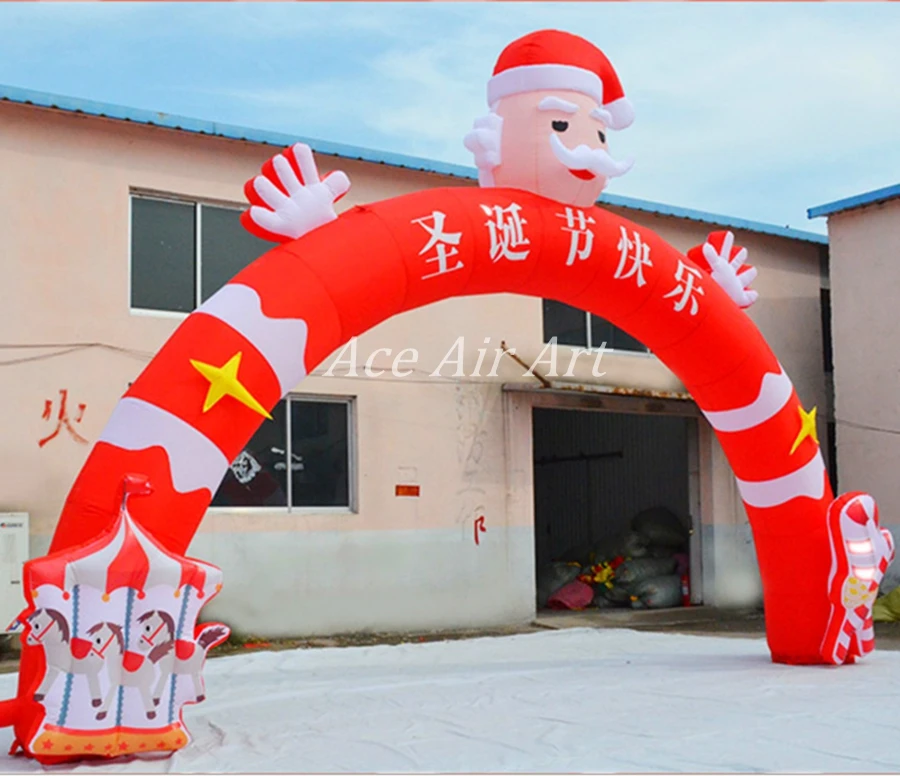 

free fans 10mW outdoor christmas snata inflatable arch for decoration holiday events