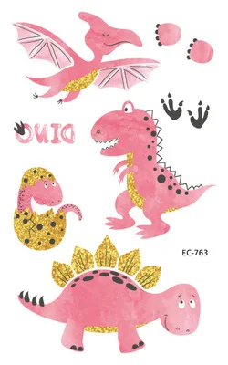 Tattoo Sticker EC763 28 стилей, 1 шт., одноразовые тату-Стикеры, динозавры, вечерние, декоративные, для малышей, динозавры, для дня рождения, для вечеринок, временные, вечерние, для динозавров, Q - Цвет: Tattoo Sticker EC763