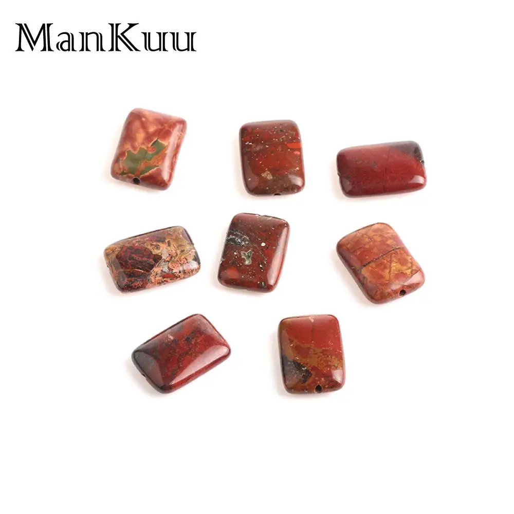 ManKuu 13*18 мм Прямоугольный коричневый красный камень бусина деревянный узор