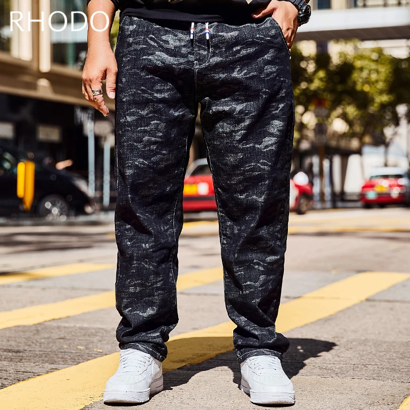 Новый Для мужчин джинсовые штаны Ретро Camo Stretch Свободные мешковатые Прямые