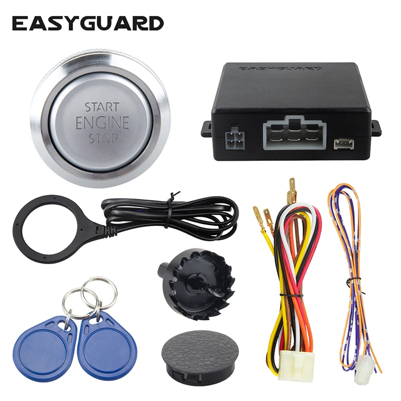 QUALITY RFID keyless go system car alarm with transponder easy to install arm disarm push button start stop ec008-p3 EASYGUARD